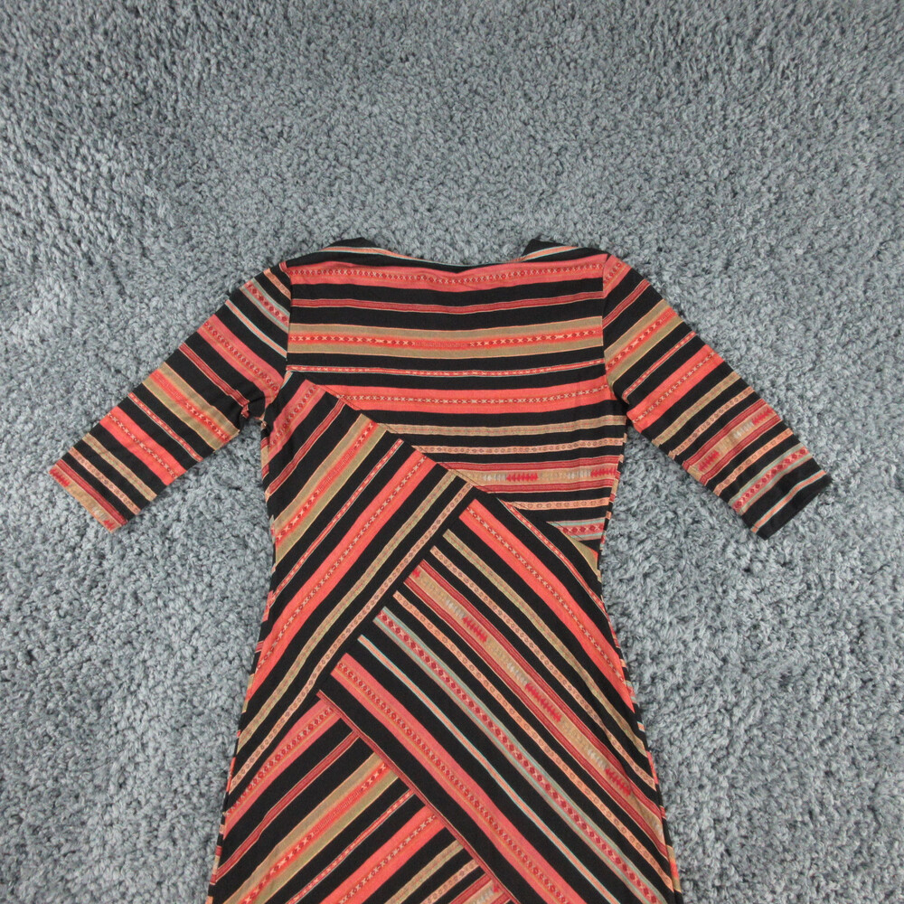 Peruvian Connection Dress Womens Medium Black Orange Coral Antiplano Stripe NWT - Picture 14 of 16